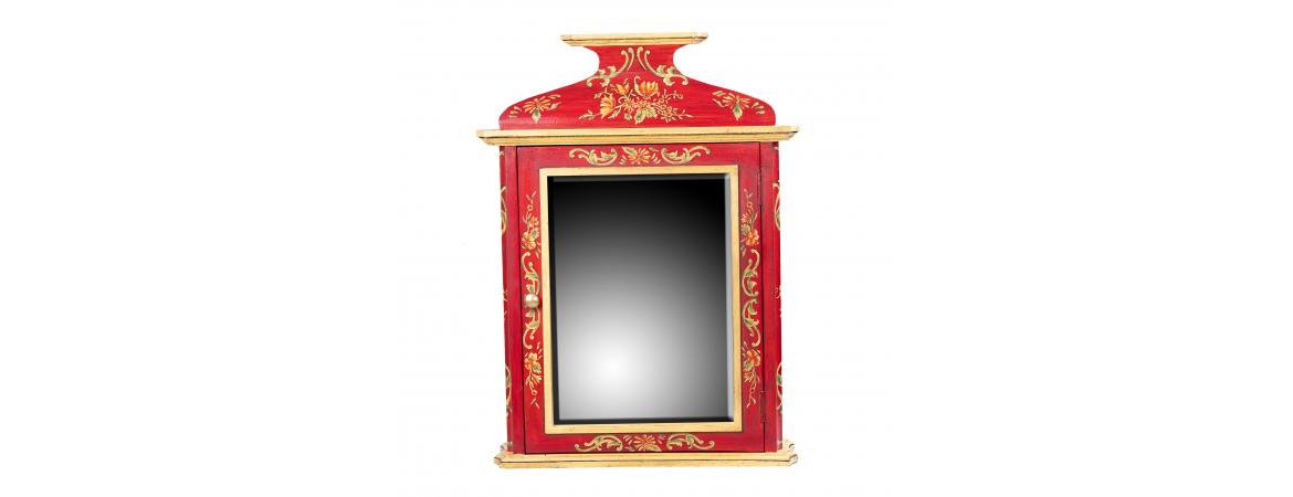 Red Floral Design Key Cabinet-Cheshire Furniture Outlet