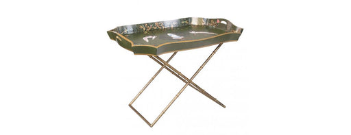 Green Fountain Design Tray on Stand-Cheshire Furniture Outlet