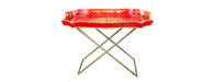 Red Floral Design Tray on Stand-Cheshire Furniture Outlet