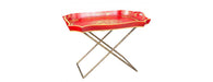 Red Floral Design Tray on Stand-Cheshire Furniture Outlet
