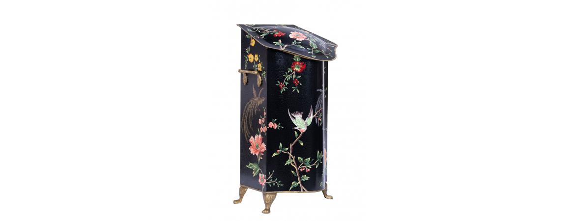 Black Lyre Bird Design Tall Decorative Box-Cheshire Furniture Outlet