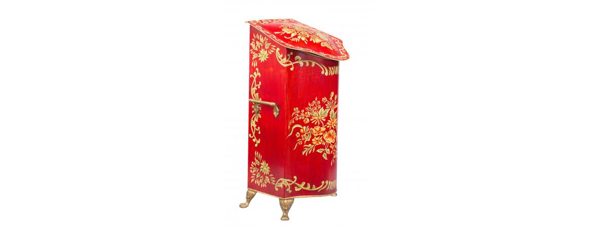 Red Floral Design Tall Decorative Box-Cheshire Furniture Outlet