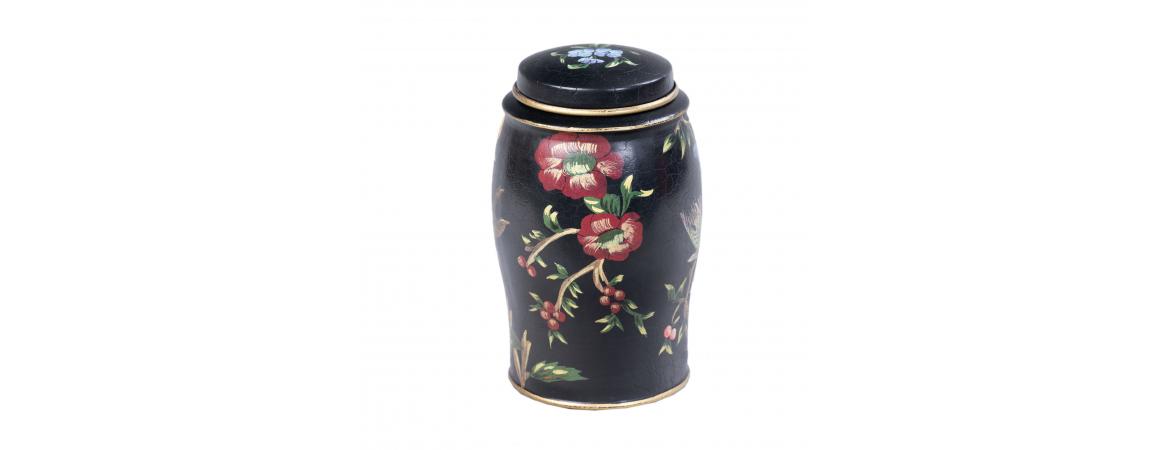 Black Lyre Bird Design Elephant Container-Cheshire Furniture Outlet
