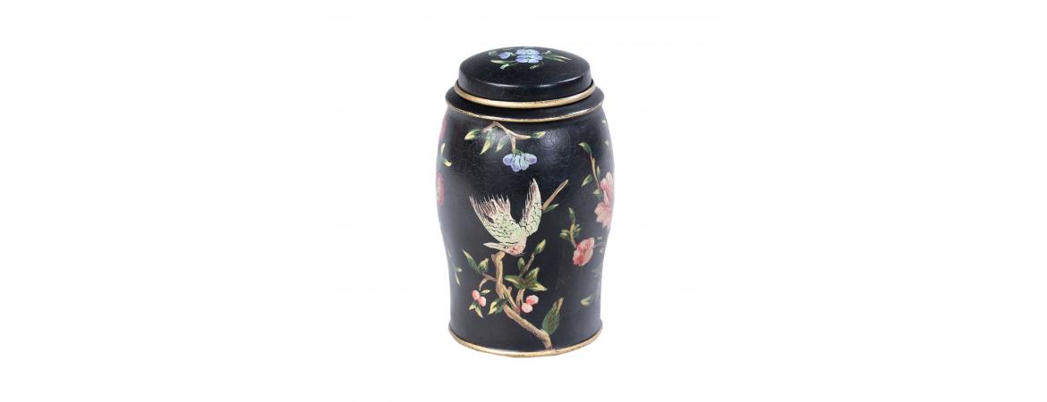 Black Lyre Bird Design Elephant Container-Cheshire Furniture Outlet