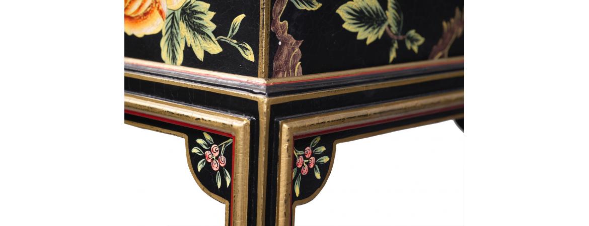 Black Lyre Bird Design Dome Box on Stand-Cheshire Furniture Outlet