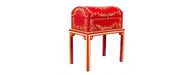 Red Floral Design Dome Box on Stand-Cheshire Furniture Outlet
