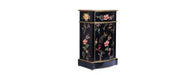 Black Lyre Bird Design Curved Bedside-Cheshire Furniture Outlet
