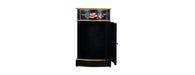 Black Lyre Bird Design Curved Bedside-Cheshire Furniture Outlet