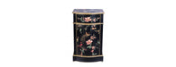 Black Lyre Bird Design Curved Bedside-Cheshire Furniture Outlet