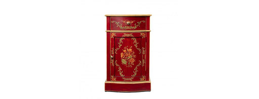 Red Floral Design Curved Bedside-Cheshire Furniture Outlet
