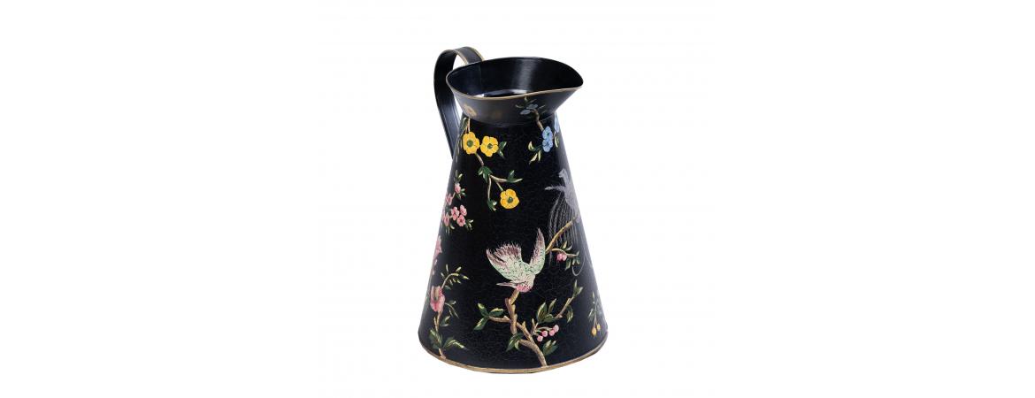 Black Lyre Bird Design Pitcher Jug-Cheshire Furniture Outlet