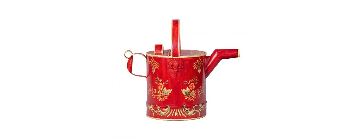 Red Floral Design Watering Can-Cheshire Furniture Outlet