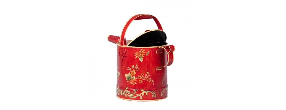 Red Floral Design Watering Can-Cheshire Furniture Outlet