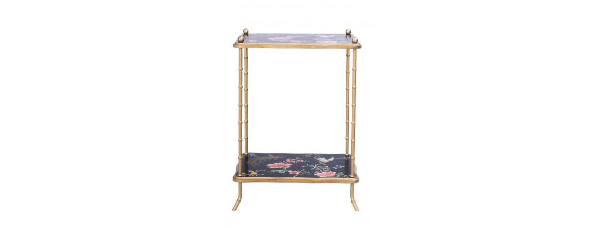 Black Lyre Bird Design 2 Tier Table-Cheshire Furniture Outlet