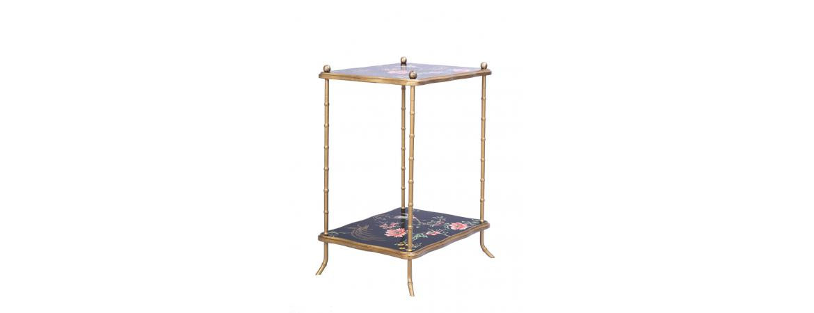 Black Lyre Bird Design 2 Tier Table-Cheshire Furniture Outlet