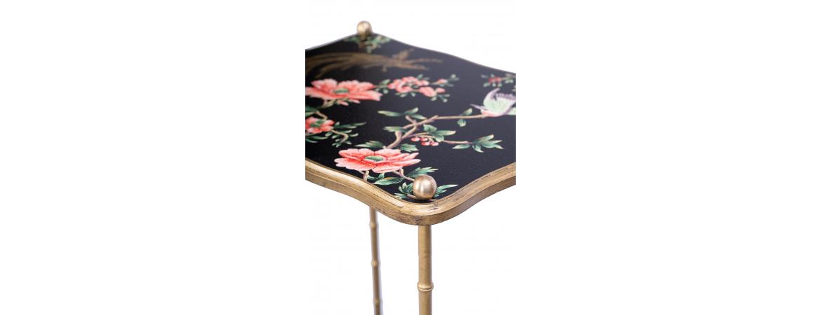 Black Lyre Bird Design 2 Tier Table-Cheshire Furniture Outlet