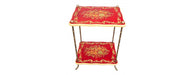 Red Floral Design 2 Tier Table-Cheshire Furniture Outlet