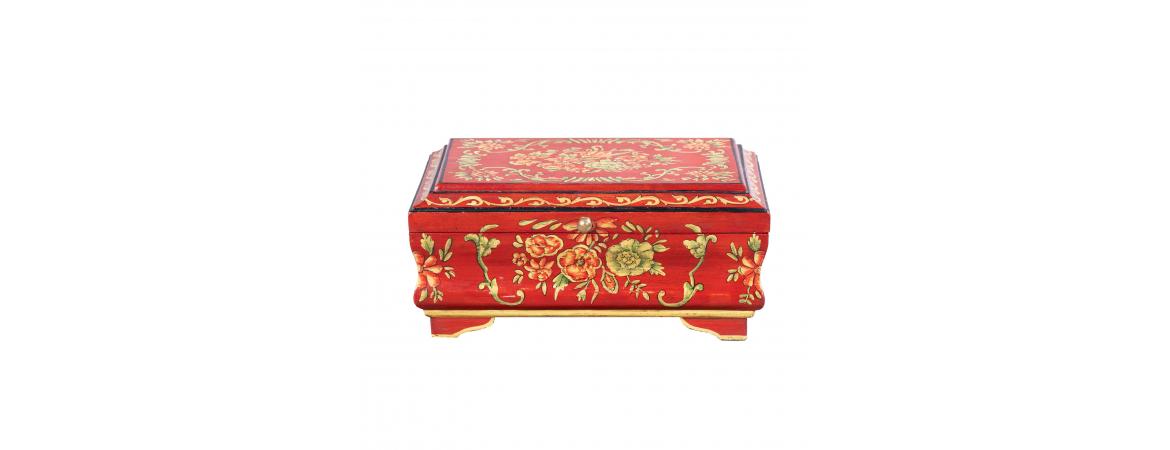Red Floral Design Small Jewellery Box-Cheshire Furniture Outlet
