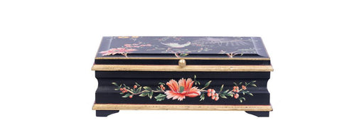 Black Lyre Bird Design Large Jewellery Box-Cheshire Furniture Outlet