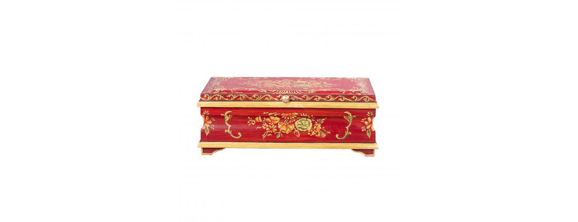 Red Floral Design Large Jewellery Box-Cheshire Furniture Outlet