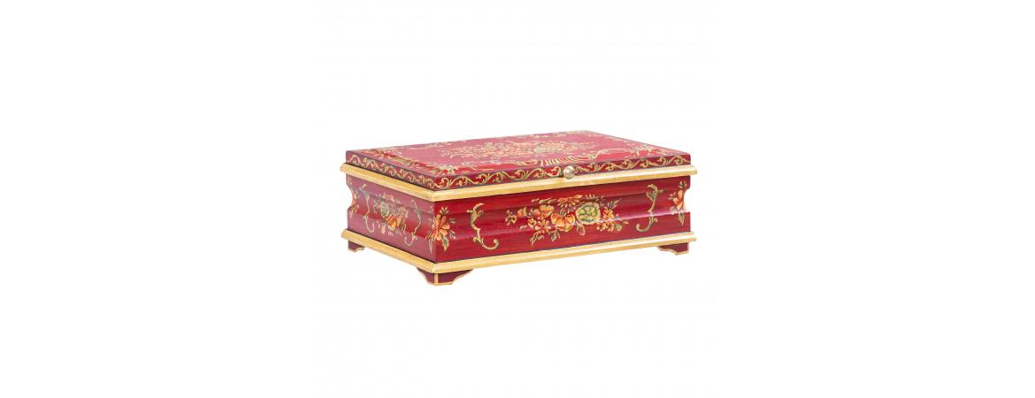 Red Floral Design Large Jewellery Box-Cheshire Furniture Outlet