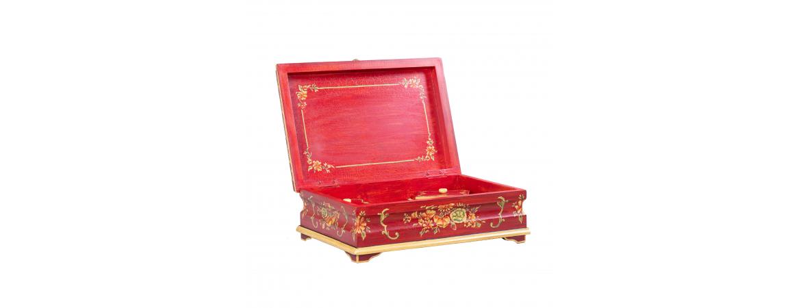 Red Floral Design Large Jewellery Box-Cheshire Furniture Outlet