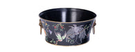Black Lyre Bird Design Round Bowl with Handles-Cheshire Furniture Outlet