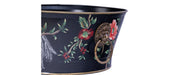 Black Lyre Bird Design Round Bowl with Handles-Cheshire Furniture Outlet