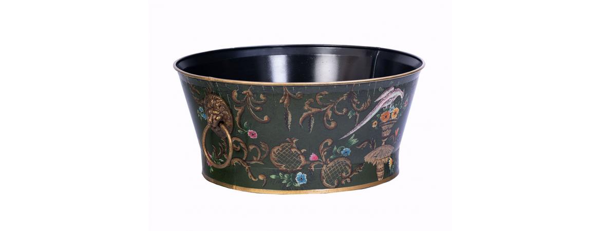Green Fountain Design Round Bowl with Handles-Cheshire Furniture Outlet