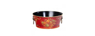 Red Floral Design Round Bowl with Handles-Cheshire Furniture Outlet