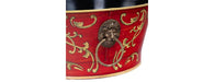 Red Floral Design Round Bowl with Handles-Cheshire Furniture Outlet