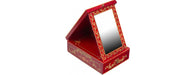 Red Floral Design Vanity Mirror with Storage-Cheshire Furniture Outlet