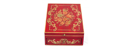 Red Floral Design Vanity Mirror with Storage-Cheshire Furniture Outlet