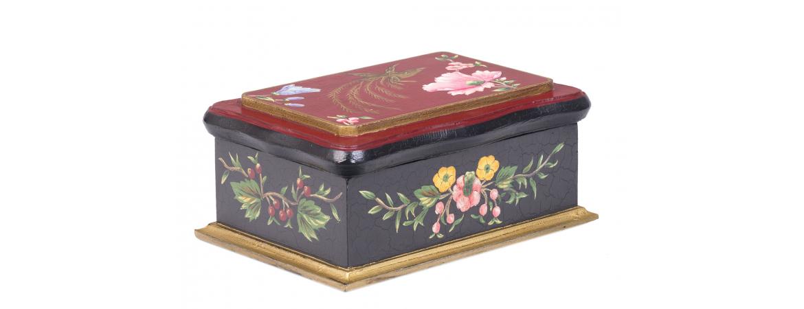 Black Lyre Bird Design Wooden Box-Cheshire Furniture Outlet