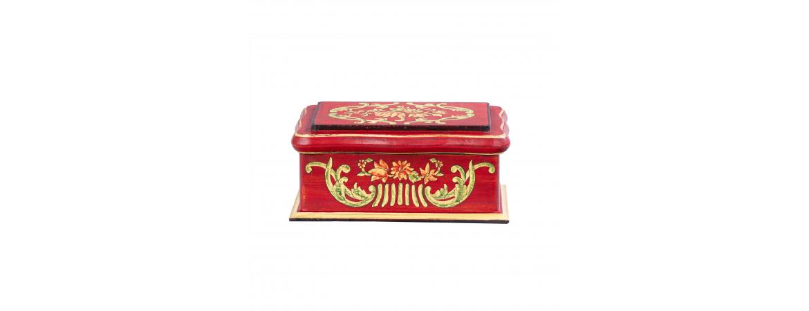 Red Floral Design Wooden Box-Cheshire Furniture Outlet