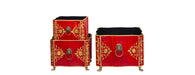 Red Floral Design Nest of 3 Boxes-Cheshire Furniture Outlet