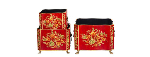 Red Floral Design Nest of 3 Boxes-Cheshire Furniture Outlet