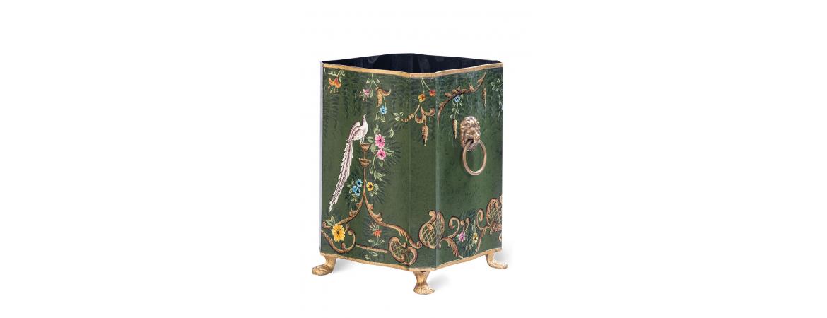 Green Fountain Design Bin with Handles and Feet-Cheshire Furniture Outlet