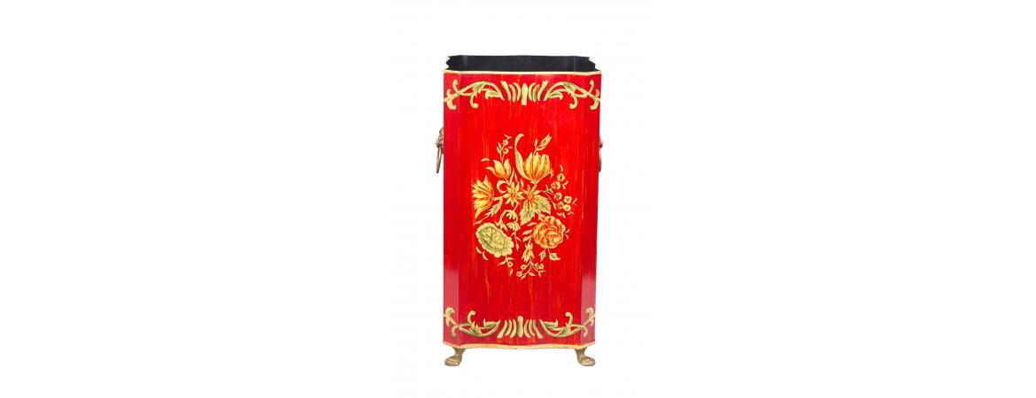 Red Floral Design Umbrella Stand-Cheshire Furniture Outlet