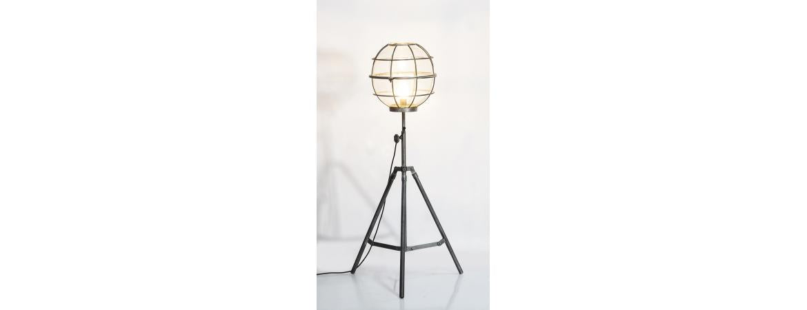 Upcycled Floor Lamp With Round Cage-Cheshire Furniture Outlet