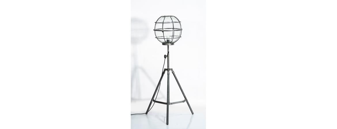 Upcycled Floor Lamp With Round Cage-Cheshire Furniture Outlet