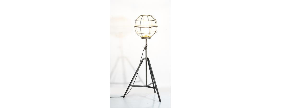 Upcycled Floor Lamp With Round Cage-Cheshire Furniture Outlet