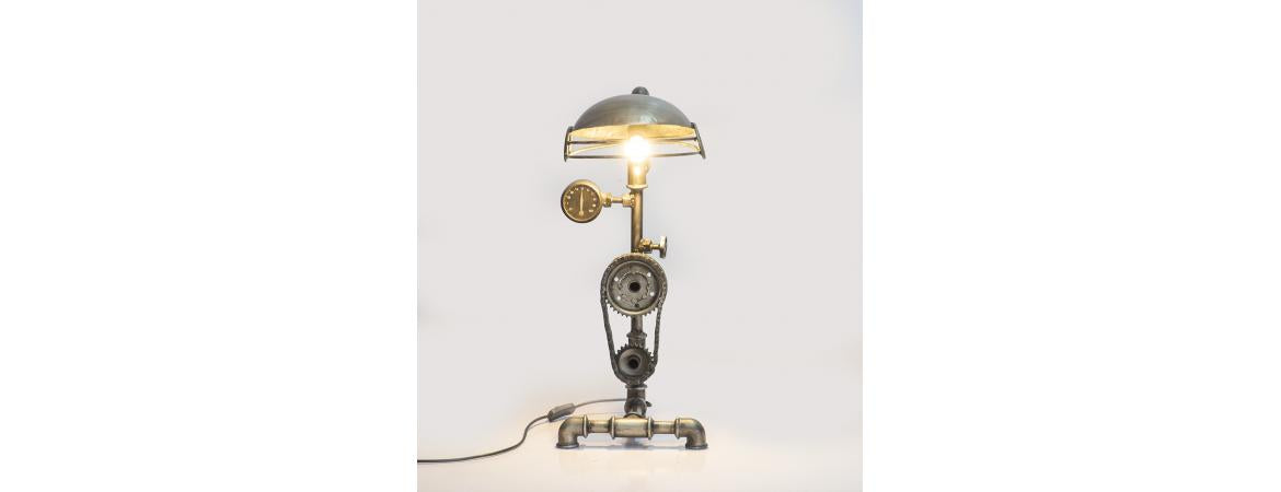 Upcycled Cooking Pot & Cogs Table Lamp-Cheshire Furniture Outlet