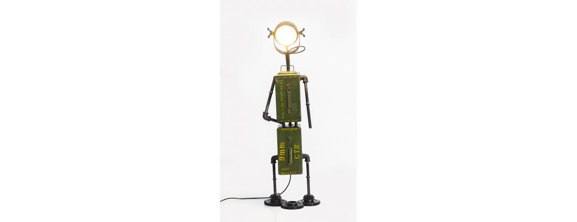 Upcycled Ammo Box Robot Table Light-Cheshire Furniture Outlet