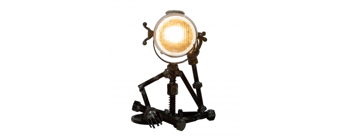 Reclaimed Parts Robot Table Lamp - Deep In Thought-Cheshire Furniture Outlet