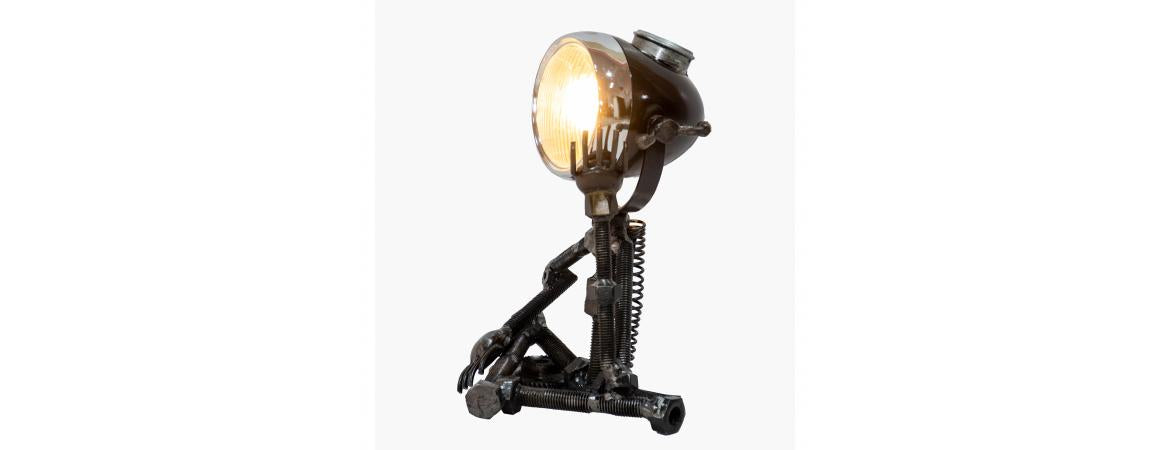 Reclaimed Parts Robot Table Lamp - Deep In Thought-Cheshire Furniture Outlet