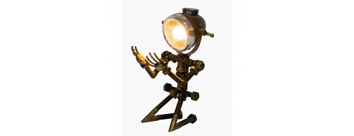 Reclaimed Parts Robot Table Lamp - Down On His Knees-Cheshire Furniture Outlet