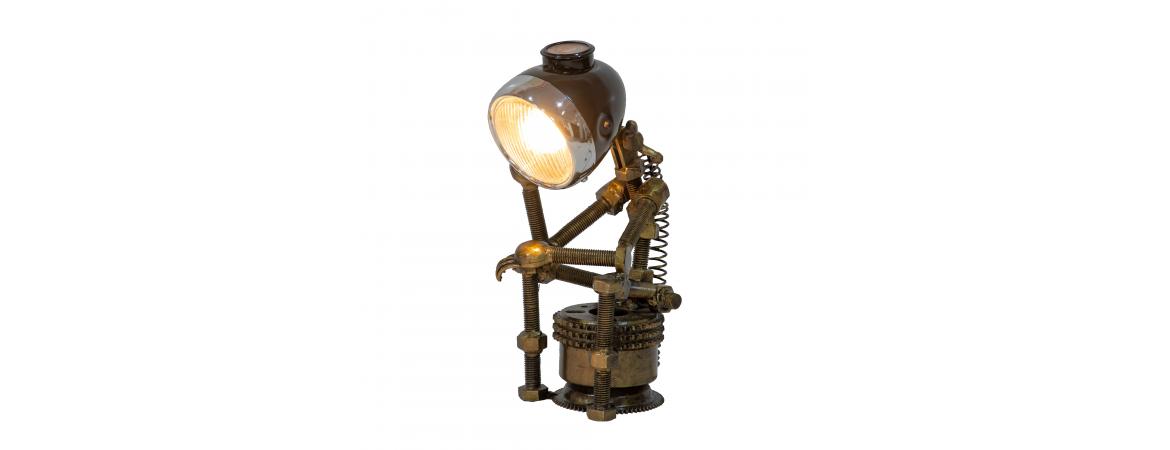 Reclaimed Parts Robot Table Lamp - A Gloomy Day-Cheshire Furniture Outlet