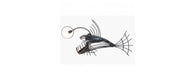 Handmade anglerfish table lamp crafted from reclaimed metal and car parts in steampunk industrial style – Quirky Barn lighting design.