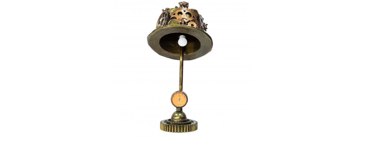 Reclaimed Iron Steampunk Theme Cogs Top Hat Table Lamp-Cheshire Furniture Outlet